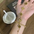 【Exclusive Offer】Italian Cloth Qi Latiras Bracelet Women's Stacked Tiger Eye Four-leaf Clover Bracelet Vintage Maillard Style. 
