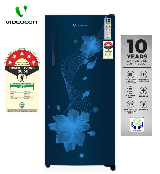 Videocon 190 Ltr Refrigerator Single Door Blue with Jumbo Freezer