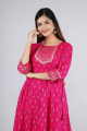 Prakhaya Women Printed Viscose Rayon Gown Kurta  (Pink). 
