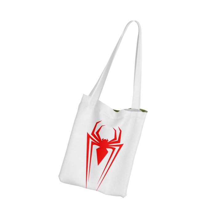 Spider%20Symbol%20Printed%20Tote%20Bag-White%20-%20Image%202