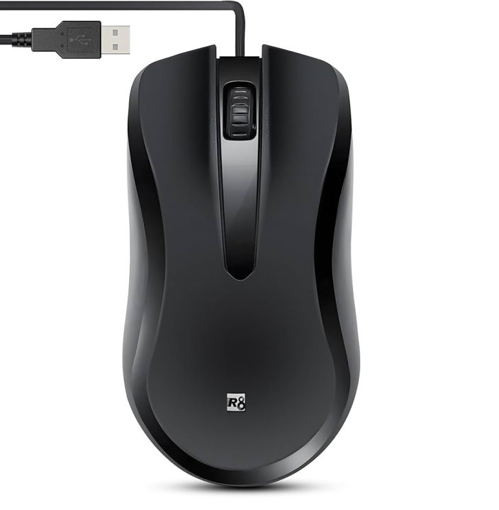 R8 1651 USB Wired Mouse | Optical Mouse | For Computer & Laptop | Black | 100% Genuine