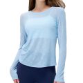 New slub yarn loose breathable luxury yoga wear top long sleeve hollow beauty back slim yoga blouse women. 