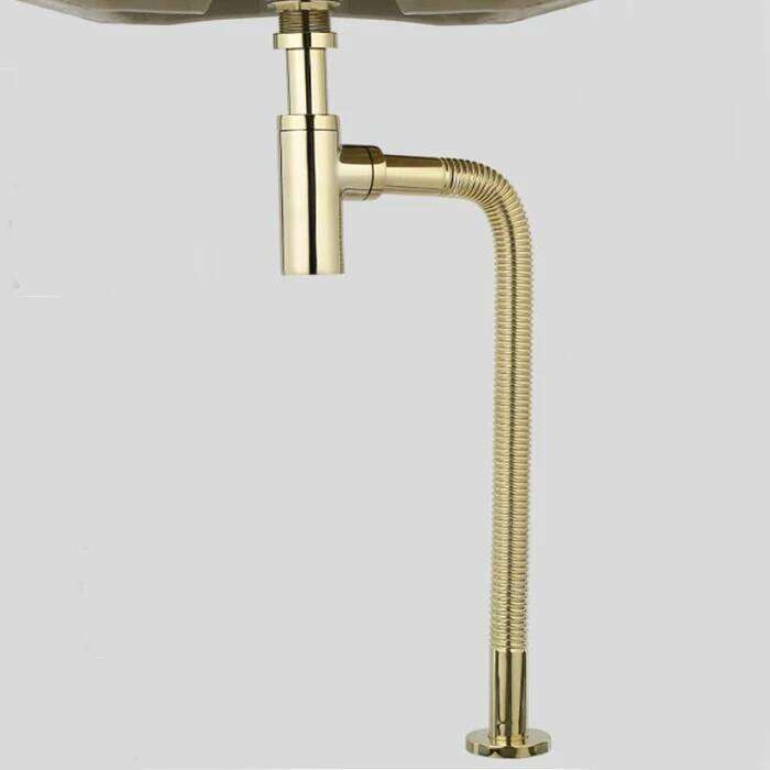 shine Basin Bottle Trap Brass Bathroom Sink Siphon Drains with gold Pop Up Drain P-TRAP Pipe Waste