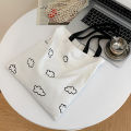Pebbles Nepal Korean Simple Canvas Tote Bag Cloud Printed Shoulder Bags for Women. 