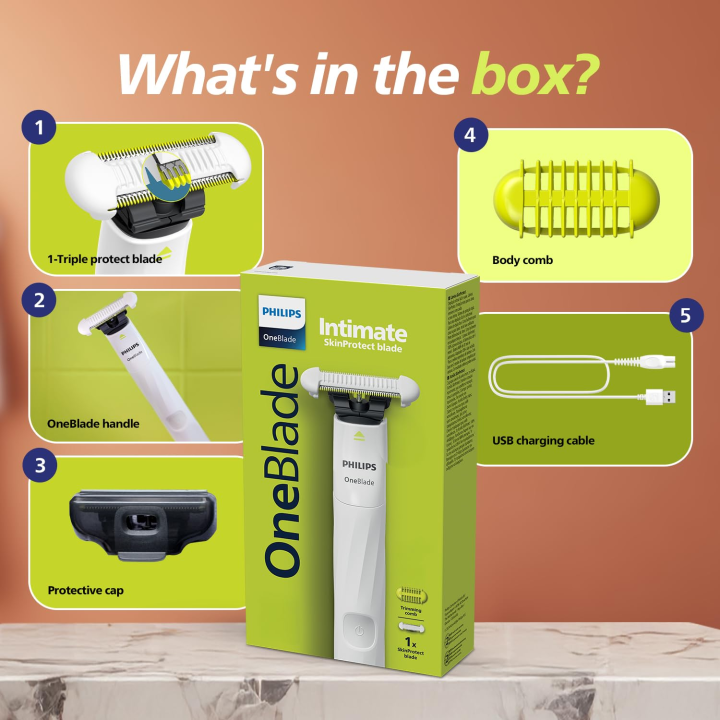 Philips%20OneBlade%20Intimate%20Trimmer%20&%20Electric%20Razor%20%7C%20Unmatched%20Skin%20Protection%20for%20Private%20Paarts,%20Bikini,%20Underarm%20&%20Intimate%20Areas%20%7C%20No%20post%20shave%20irritation%20%7C%20For%20Women%20&%20Men%20%7C%20Waterproof%20%7C%20QP1924/20%20-%20Image%203