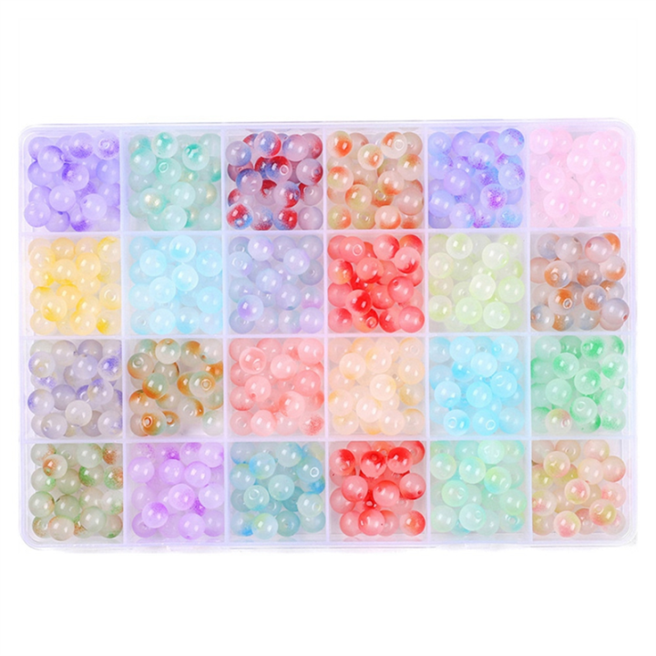 480Pcs 8mm Glass Beads for Jewelry Making Round Beads Crystal Beads Mermaid Bracelet Making Kit