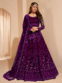 Embroidered Semi Stitched Lehenga Choli For Women (Purple) - Women's Partywear Lehenga Choli | Dresses For Women |. 