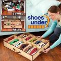 Shoe Storage Bag 12 Lattice Foldable Shoe Organizer Box Travel Shoe Bag with Handle and Clear Cover Non-Woven Shoes Storage. 