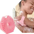 Silicone Body Scrubber Bath Brush With Ergonomic Handle Portable Shower Massage Cleaning Exfoliating. 