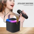 Mini Karaoke Bluetooth Speaker with Wireless Microphone, RGB Light, 6W Karaoke Speaker Supports Memory Card Playback, Covers Wide Range for Party. 