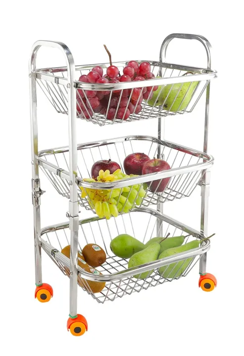 Stainless%20Steel%203%20Layer%20Fruit%20&%20Vegetable%20Kitchen%20Trolley%20Basket%20Organizer%20With%20Wheels%20-%20Image%202