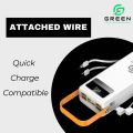 Green Thunder X4 Powerbank |  30000mAh PD Fast Charging | Removable Attach Wire | Emergency Flash Light | 22.5W | 7 Output Ports | 2 Input Ports | Two Way PD Fast Charging | Digital Display | QC 3.0 | Lithium polymer Large Capacity Battery | Portable. 