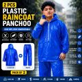 Waterproof Plastic Raincoat Panchoo Set with Pants & Free Boot Cover 1 Set 2 PCS | Reusable Heavy Duty Rain Wear for Men & Women | Fit 45–120 KG. 