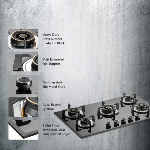 KAFF%205%20Burner%20Built-In-Hobs%20%7C%20Alton%20ALNF%20865%20%7C%2086cm%20%7C%20Auto%20Electric%20Ignition%20%7C%20Black%20Tempered%20Glass%20(8%20mm%20Thick)%20%7C%20Designer%20Anti%20Slip%20Metal%20Knob%20-%20Image%205
