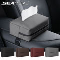 Sales promotion SEAMETAL Nappa Leather Car Tissue Box Auto Sun Visor Seat Back Hanging Tissue Box Holder Car Armrest Box Paper Towel Organizer. 