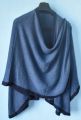 Woolen/Pashmina Cape Shawl Jeans blue With Navy Blue Border. 