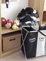 2 Grid Foldable Dirty Laundry Basket Organizer Printed Collapsible Home Laundry Hamper. 