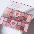 Cosmetics Korean Eyeshadow Palette Pink Heart Color 12 Eyeshadow Natural Cool Shade Low Saturation Matte Tray Brown. 