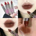 Cappuvini Silver Tube Matte Silk Smooth Crayon Lipstick Makeup 6 Colors Chocolate Brown Lipstick Stick Lip Gloss Korean Cosmetic. 