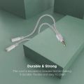 Headphone Splitter, Knitted 3.5mm Audio Splitter 3-Pole Splitter Cable for Headphones Earphones Speakers -( White). 