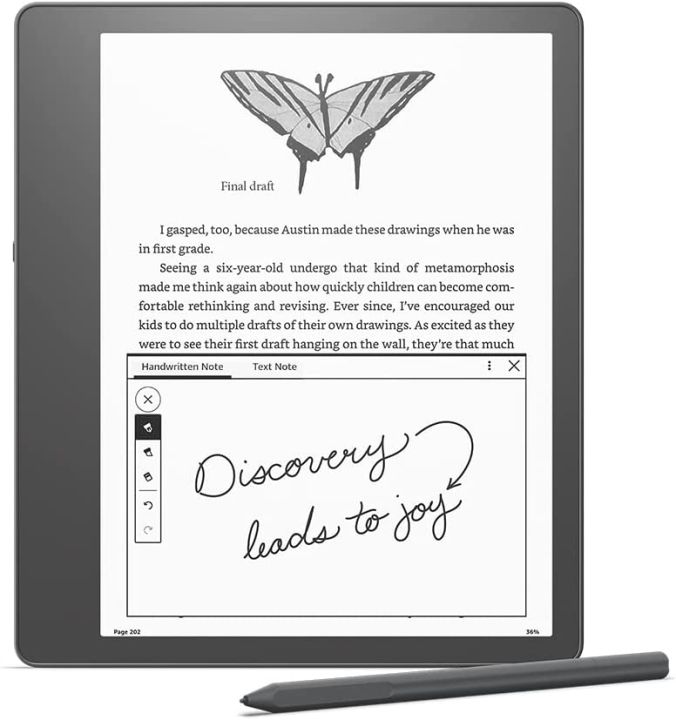 Introducing Kindle Scribe, the first Kindle for reading and writing, with a 10.2” 300 ppi Paperwhite display, includes Premium Pen