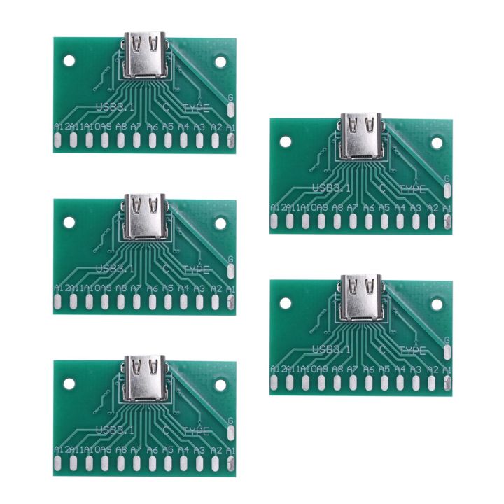 fasdaga 5X DIY 24Pin USB-C USB 3.1 Type C Female Socket Connector Smt Type with Pc Board