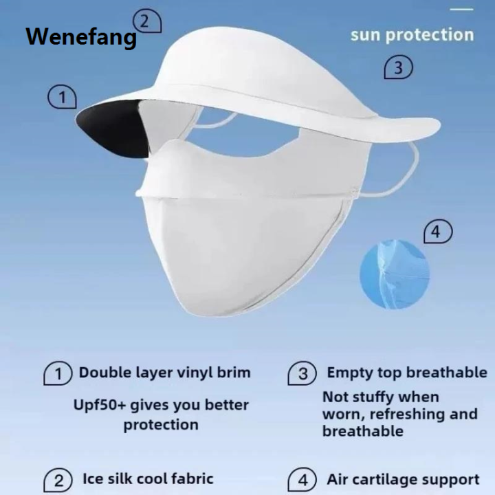 Wenefang%20Vinyl%20Mask%20Sunscreen%20Mask%20Summer%20Ice%20Silk%20Sunshade%20Full%20Face%202025%20Face%20Kini%20Female%20Anti-ultraviolet%20Outdoor%20Cycling%20Hat%20Brims%20-%20Image%204