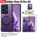 Infinix Note50 Pro Shockproof Phone Case With Magnetic Wireless Charging Sticker For Infinix Note 50 Hot 50 Pro Hot 50i X6531 Privacy Tempered Glass Screen Protector and Lens Film. 