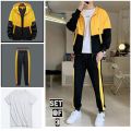 (Set Of 3) Men Summer Windcheater Half T-Shirt And Wrinkle Joggers Set (Bwst 313) - Fashion | Men'S Wear | Jacket And Joggers For Men. 