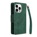 Leather Hybrid Zippered Back Wallet Phone Case Cover With Wrist Strap For iPhone 15 14 13 Pro Max 12 11. 