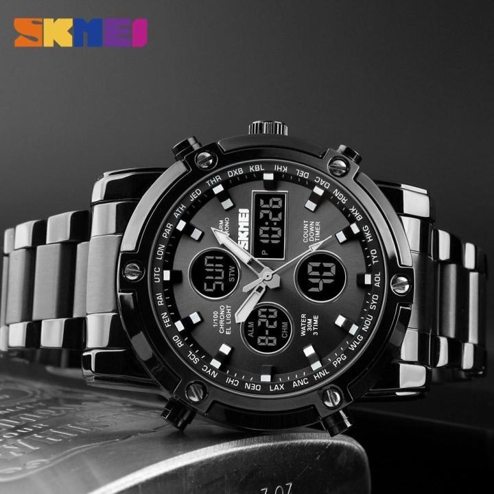 SKMEI%201389%20MultiFunctional%20Business%20Analog%20Digital%20Stainless%20Steel%20Watches%20for%20Men%20-%20Black%20%7C%20Fashion%20-%20Image%202