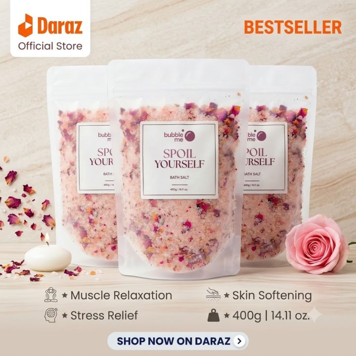 Bubble Me 'Spoil Yourself' Rose Petals Bath  - 400g | Relaxation & Skin Care Bath for Body & Foot Spa