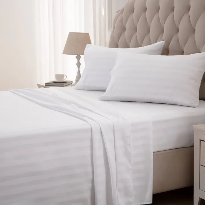 Single%203%20Pcs%20Set%20White%20Stripes%20Bedsheet%20Set%20With%20Pillow%20Cover%20And%20Quilt%20Cover%20Sirak%20Khol%20Sirak%20Cover%20Mix%20Cotton%20Single%20Bed%203%20Pcs%20Sets%20-%20Image%203