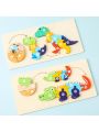 Montessori Wooden Animal Growth Puzzle - Dinosaur Life Cycle Jigsaw for Kids - Educational Number Learning & Logic Toy - Early Development Gift for Toddlers & Preschoolers (30cm x 15cm). 