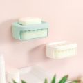 Wall-Mounted Double-Layer Household Drain Soap Holder Box With Sponge Wipe. 