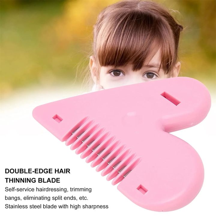 Cute Bangs Trimming Artifact Children's Trimmer Peach Heart Double-sided Hair Brush DIY Women Hair Trimmer Fringe Cut Tool