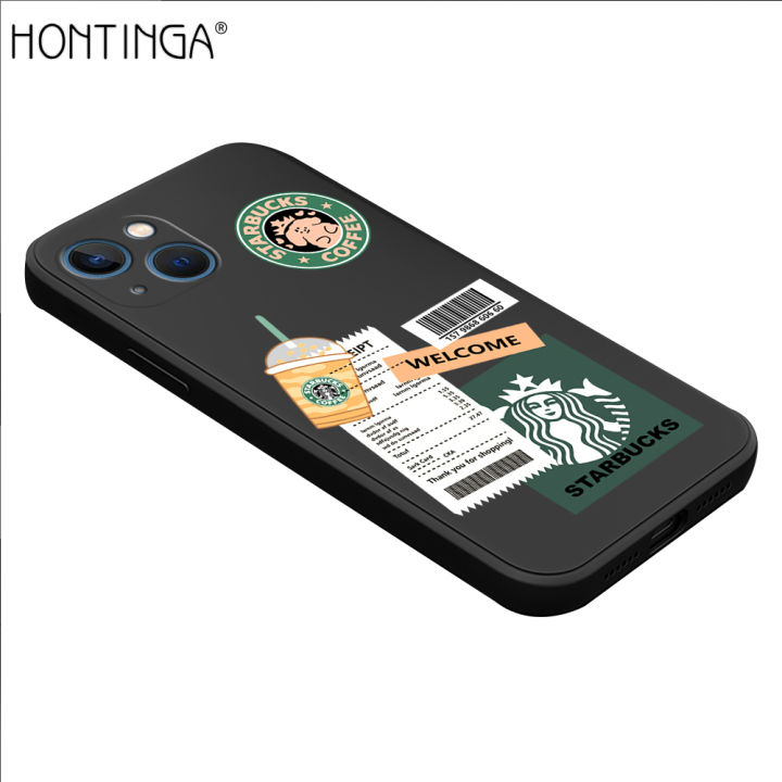 Hontinga for iPhone 15 Pro Max Plus Back Cover New Starbucks Order Soft Liquid Silicone Phone Case