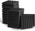 Acoustic Foam Panels 2" X 12" X 12" Pyramid Sound Absorbing Panel, Acoustic Panels, Soundproofing Studio Sound Panels Absorption Treatment Wall Tiles (24 Pack, Black). 