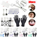 1Set Tongue Eyebrow Nose Belly Button Body Jewelry Piercing Rings Clamp Gloves Needles Tool Kit Ear Plug Prong Studs SEVICH. 