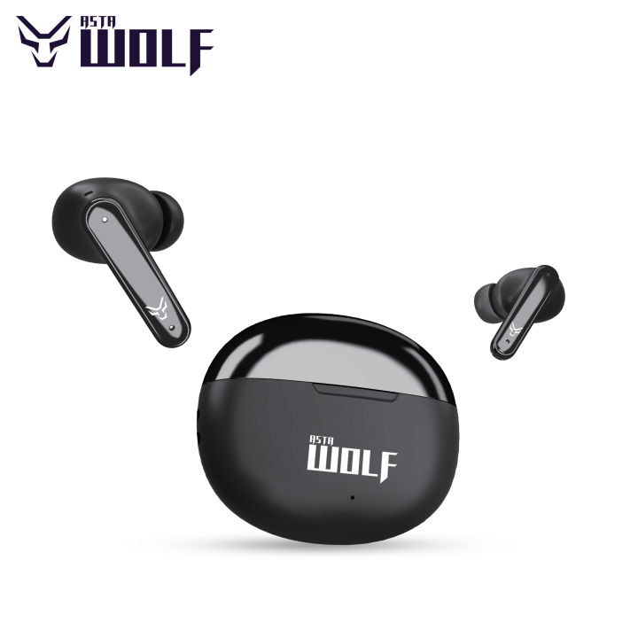 (New Launch) Asta WOLF Strike Wireless Earbuds | 45H Playtime | Dual ENC Noise Cancellation | 40ms Low Latency | Bluetooth 5.3 | Fast Charging | Black, White & Blue