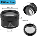 Difutagui Sutuiying 30x Magnifier Jewellery Antique Appraisal Electronic Repair Sales promotion Original Magnifier Full Metal HD Magnifier Optical Glass Lens. 