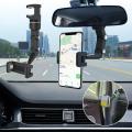 Universal Car Mobile Support 360° Rearview Mirror Mount Phone Holder Seat Clip Stand For Cell Phone Smartphone. 