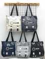 Kemitu Black Tote Bag With Newspaper Print And Buckle Closure -Trendy Shoulder Bag For Daily Use. 