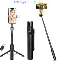 3 in 1 Bluetooth Remote Control Phone Tripod Selfie Stick With LED Light For Video Shooting. 
