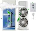 USB Powered Portable Misting Fan with Dual Head - 3-Speed Control, Warm Night Light, Adjustable Wind Direction - Indoor and Outdoor Air Cooler. 