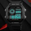 SKMEI 1299 Military Sporty Led Digital Watch for Men - Black | SKMEI Dual Time Black Digital LED Display Watch For Men. 