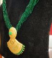 Green/Golden Chandrama Gold Jantra Hydro Pottey Mangalsutra For Women - 0.580gm. 