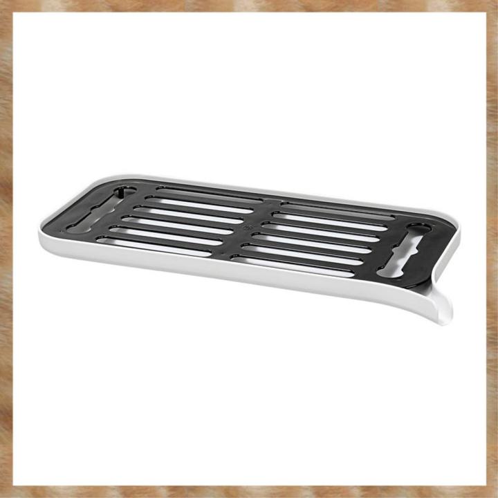 Kqueebee Plastic Dish Drainer Dryer Tray Large Sink Drying Rack Worktop Drain Rack Kitchen Water Filter Tray-White