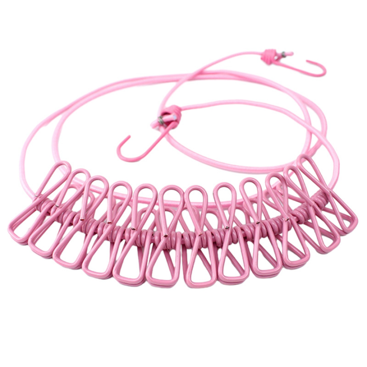 D Retractable Clothes Drying Rack Rope with 12 Clips Portable ...