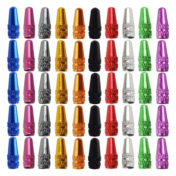 50 PCS Bicycle Presta Valve Cap Aluminum Presta Cycling Valve Cap